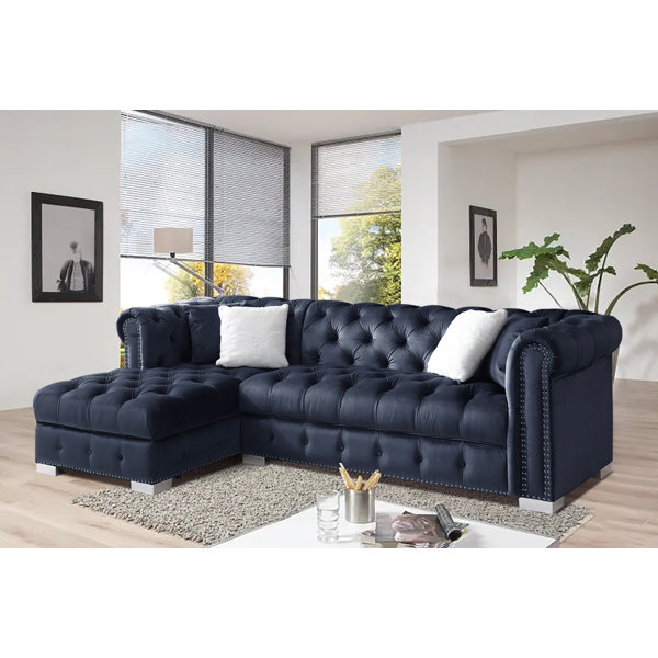 Tommy classic nailhead chesterfield 2 piece deals living room set house of hampton fabric